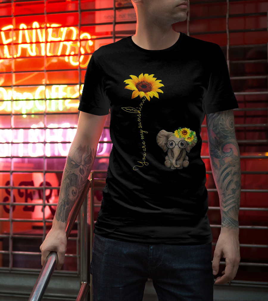 You Are My Sunshine Sunflower Elephant Hippie T-Shirt