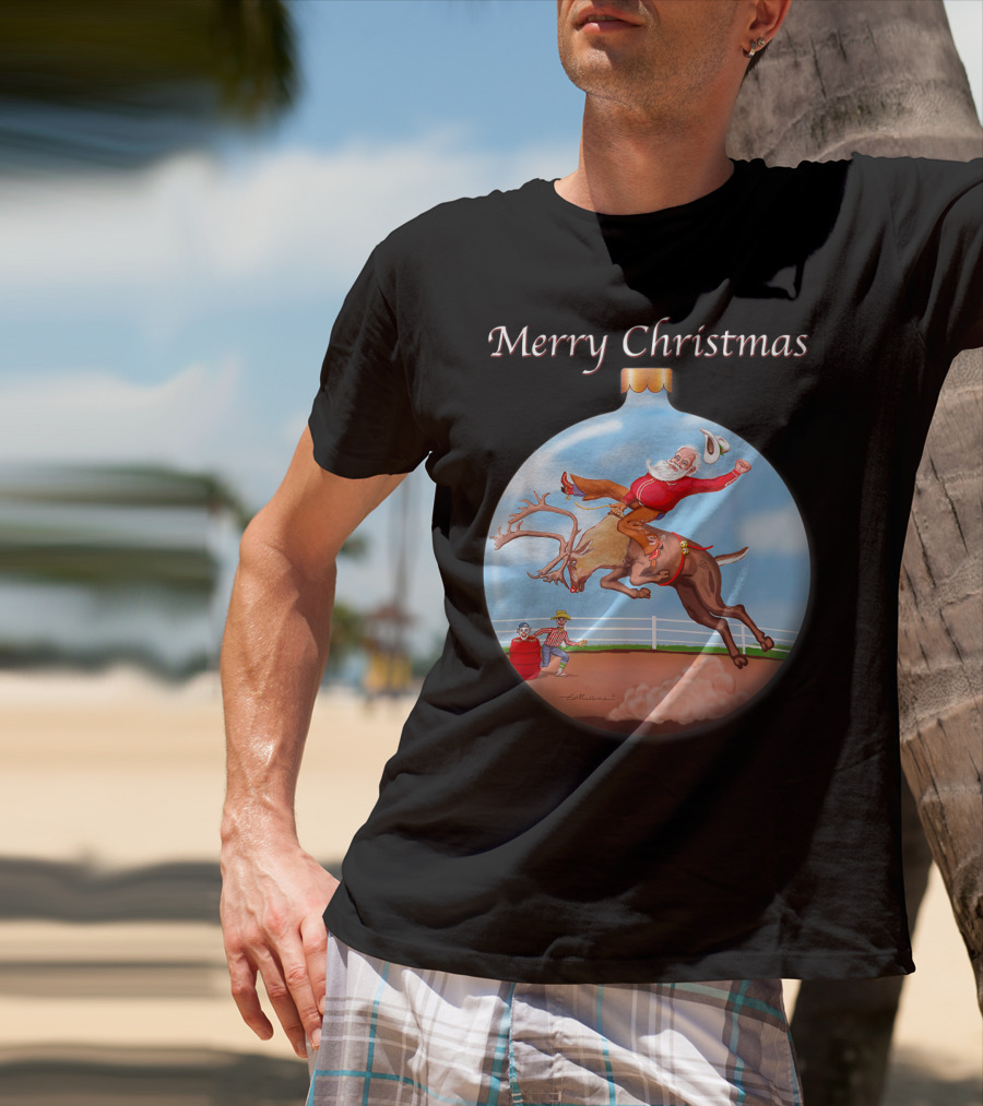 Merry Christmas Santa Claus Riding Rudolph T-Shirt