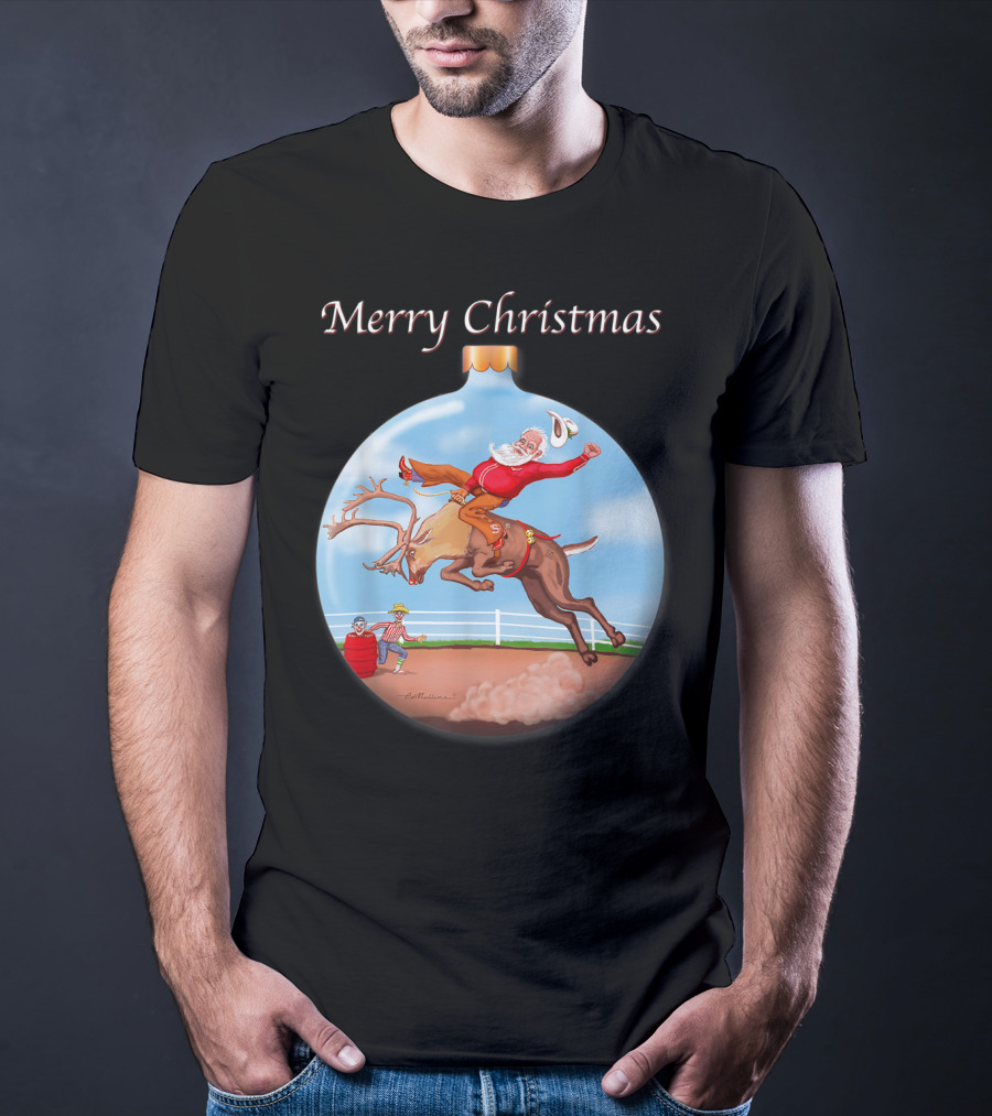 Merry Christmas Santa Claus Riding Rudolph T-Shirt