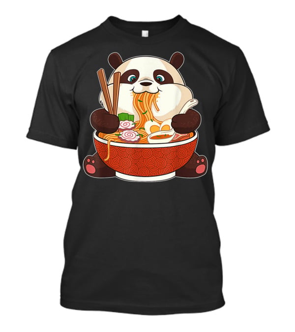 Cute Panda Bear Enjoying Japanese Ramen Noodles T-Shirt