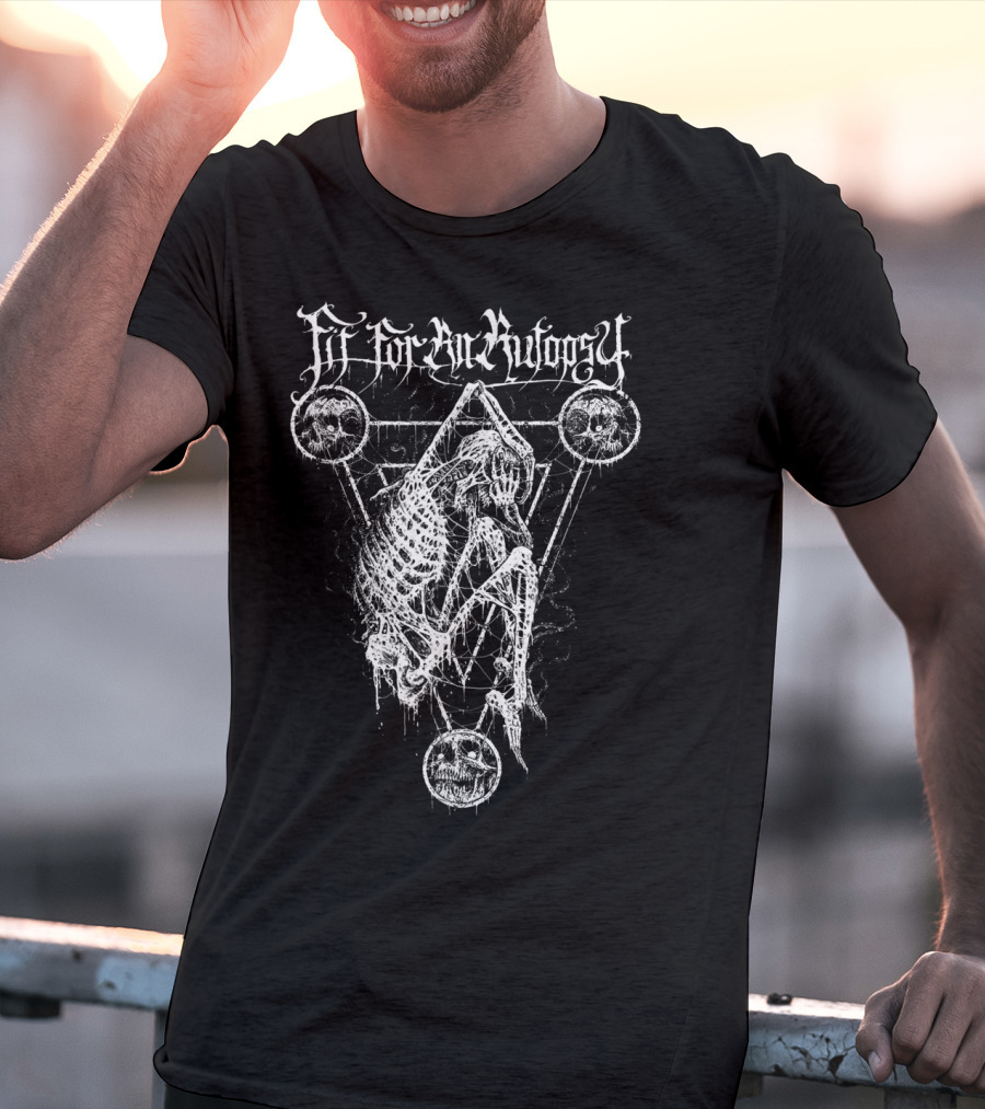 Fitforanautopsy Skeleton With Triangular Geometric Skull T-Shirt