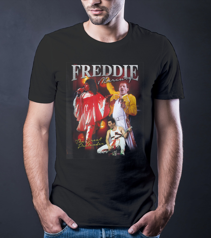 Freddie Mercury The Great Pretender Concert Image Montage T-Shirt