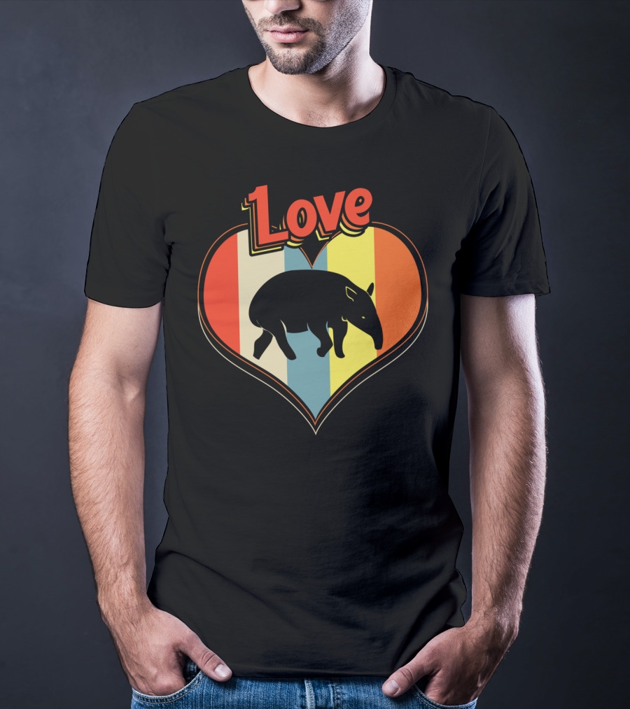Love Heart Tapir Vintage Stripe T-Shirt