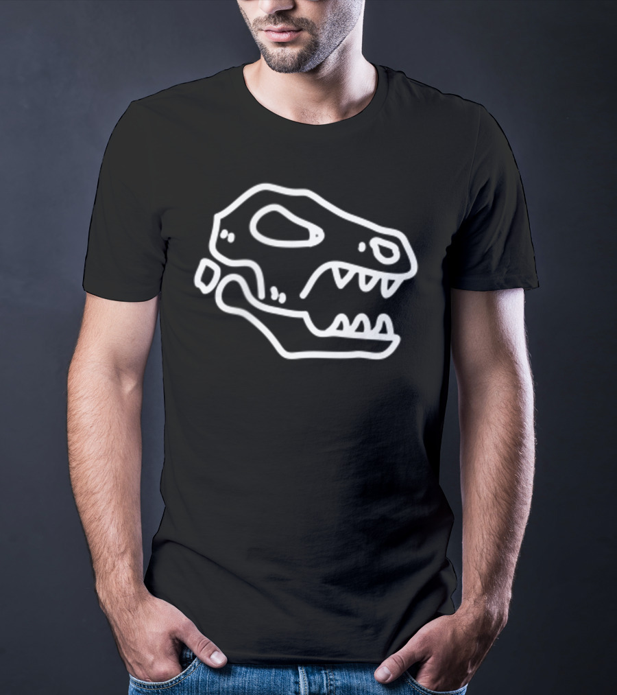 Trex Skull Fossil Kids Dinosaur Badge T-Shirt