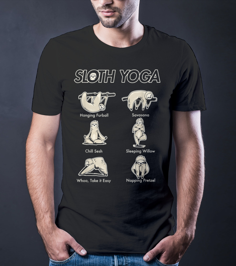 Vintage Funny Cute Sloth Yoga Lover Hanging Furball Savasana Chill Sesh Sleeping Willow Napping Pretzel T-Shirt