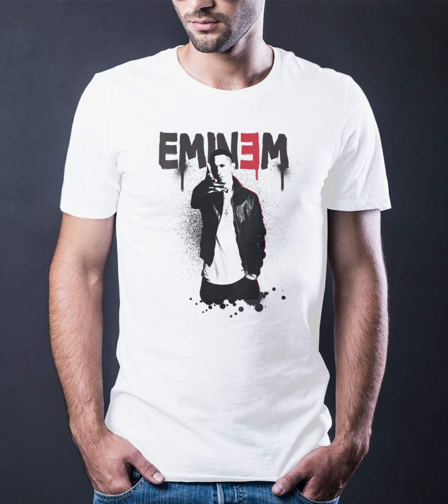 Eminem Sprayed Up Red E Iconic Leather Jacket T-Shirt