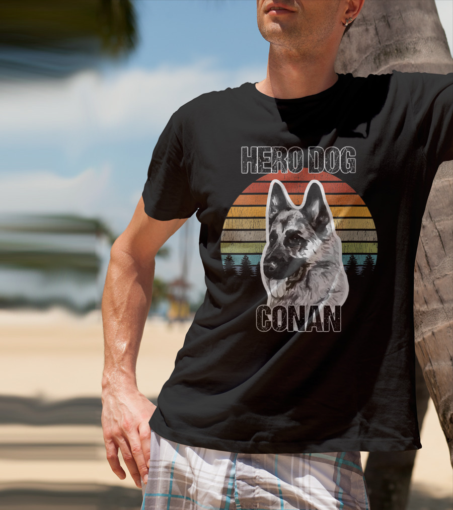 Hero Dog Conan Vintage Style Sunset Stripes T-Shirt