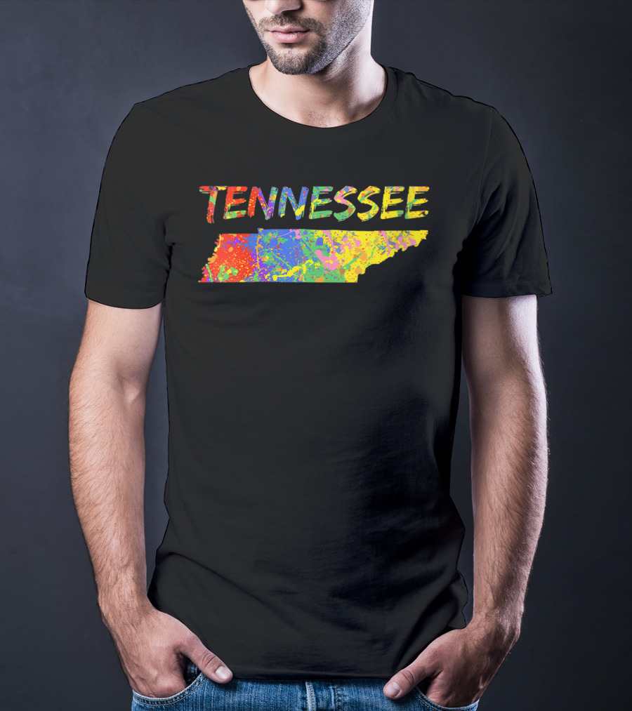 Tennessee Colorful State Outline Brush Stroke T-Shirt