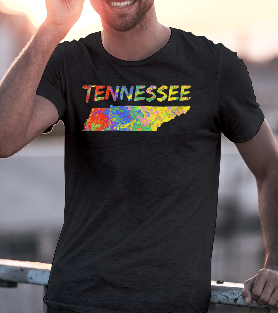 Tennessee Colorful State Outline Brush Stroke T-Shirt