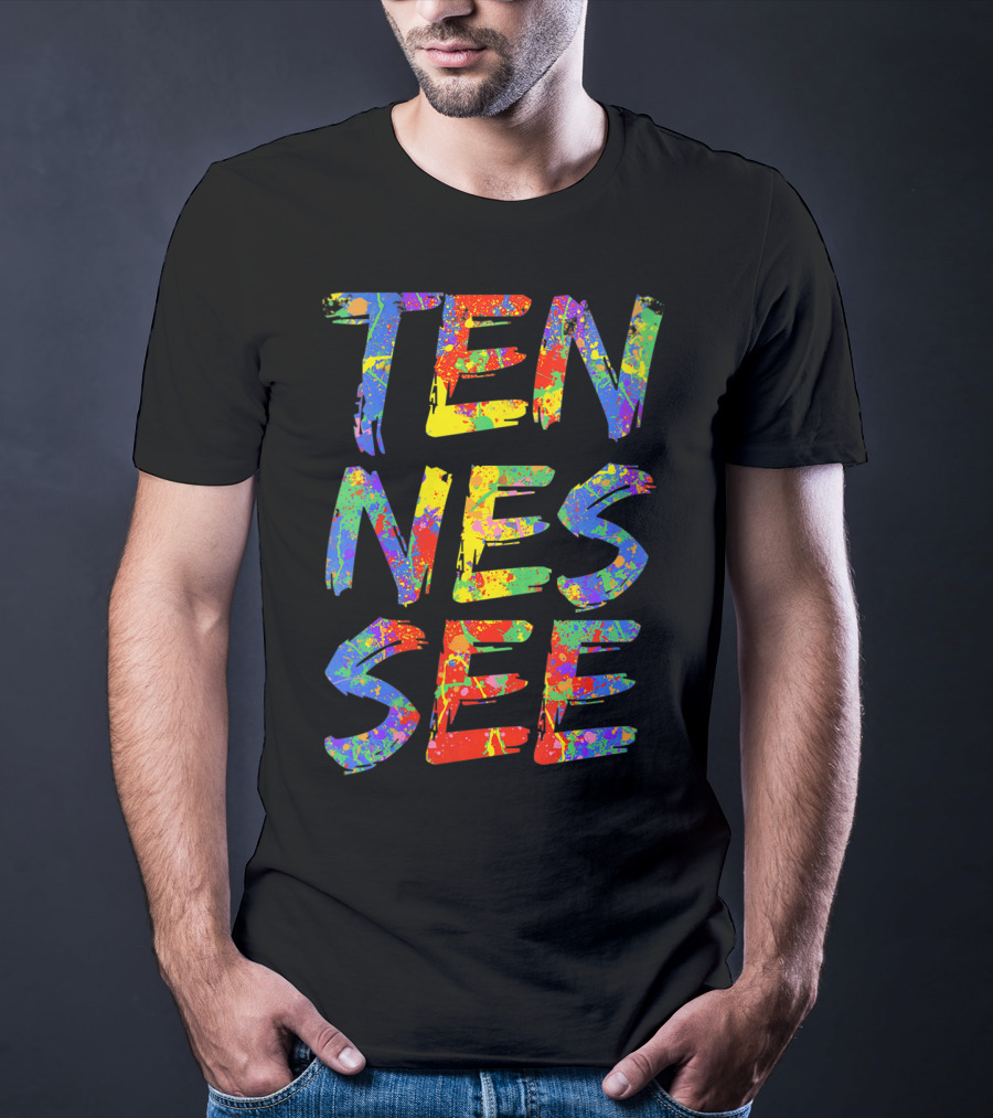 Tennessee Colorful Rainbow Splatter Tn T-Shirt
