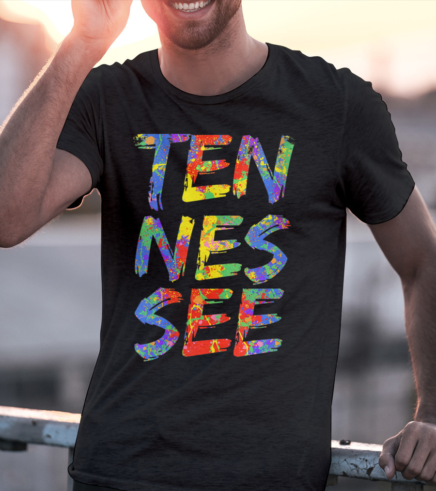 Tennessee Colorful Rainbow Splatter Tn T-Shirt
