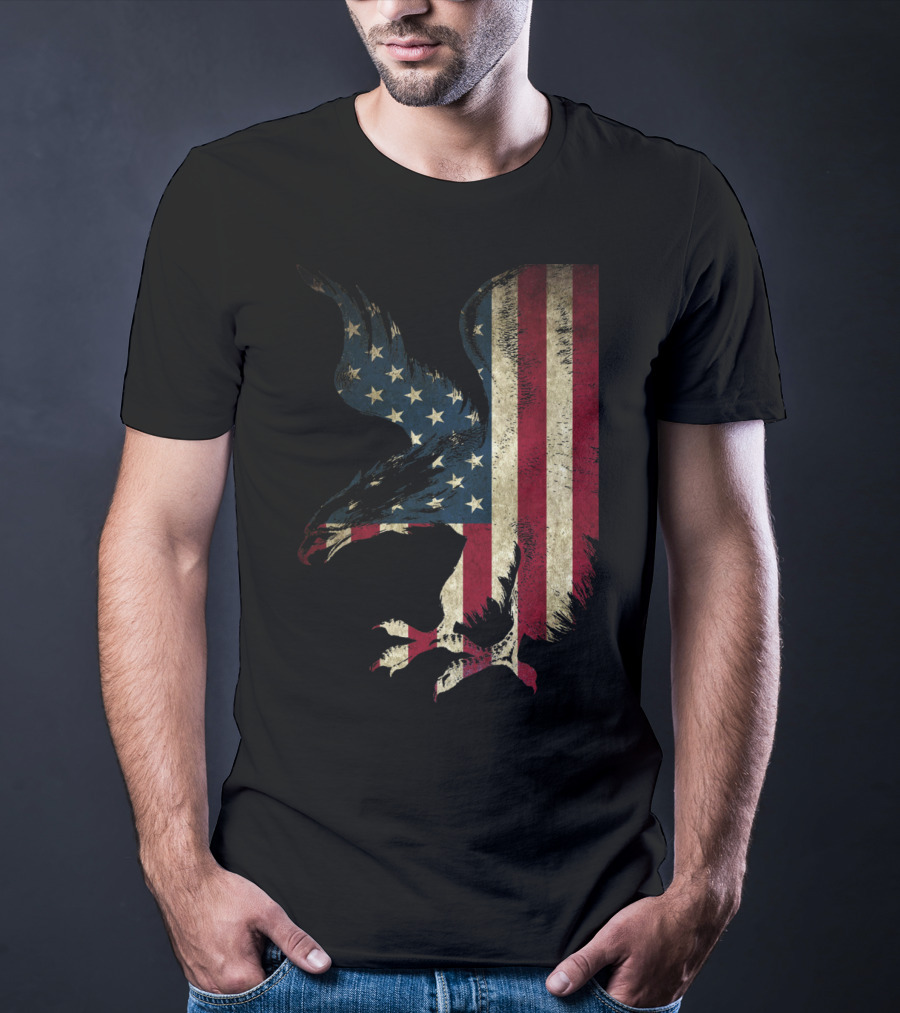 American Patriot Freedom Bald Eagle USA Flag T-Shirt