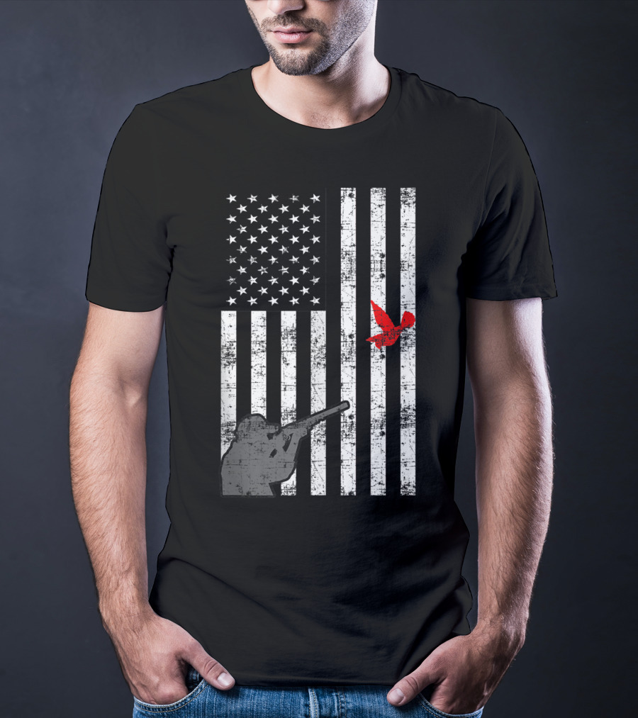 American Flag Bird Hunter Trapping USA Loyal Hunter T-Shirt