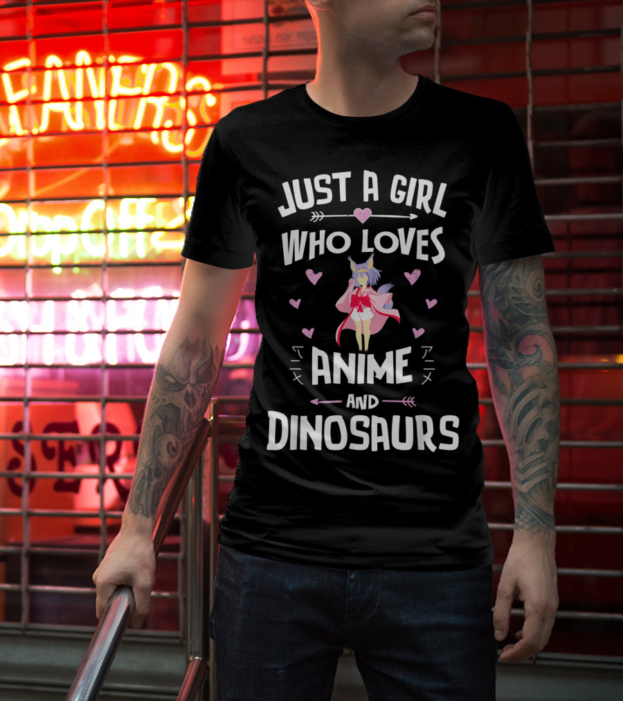 Just A Girl Who Loves Anime And Dinosaurs T-Shirt