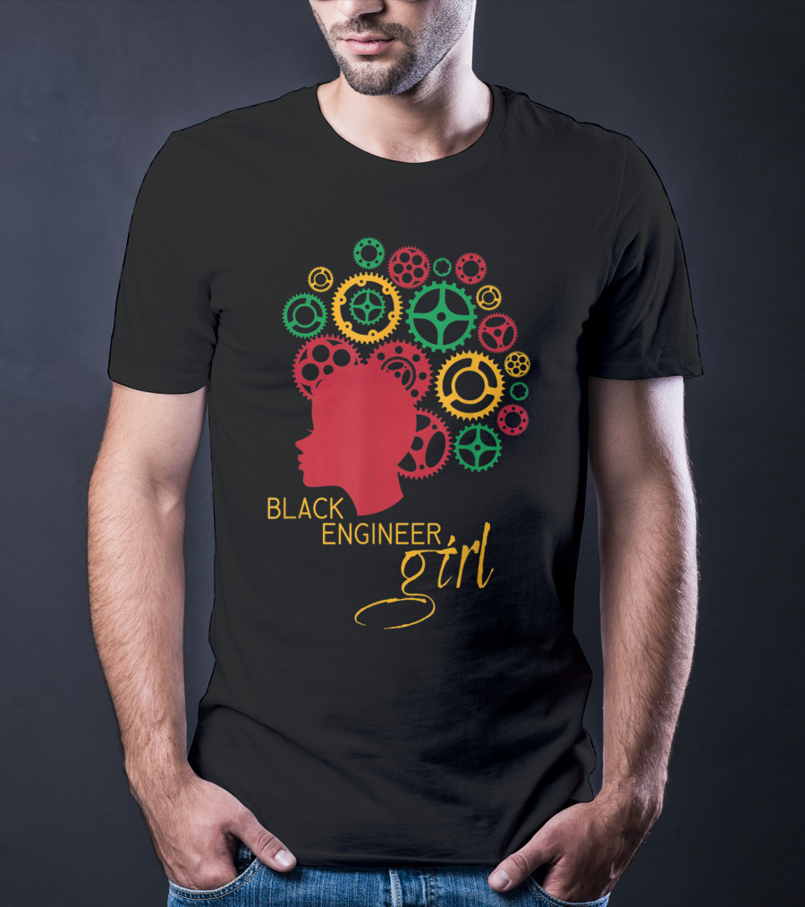 Black Engineer Girl Afro Gears T-Shirt