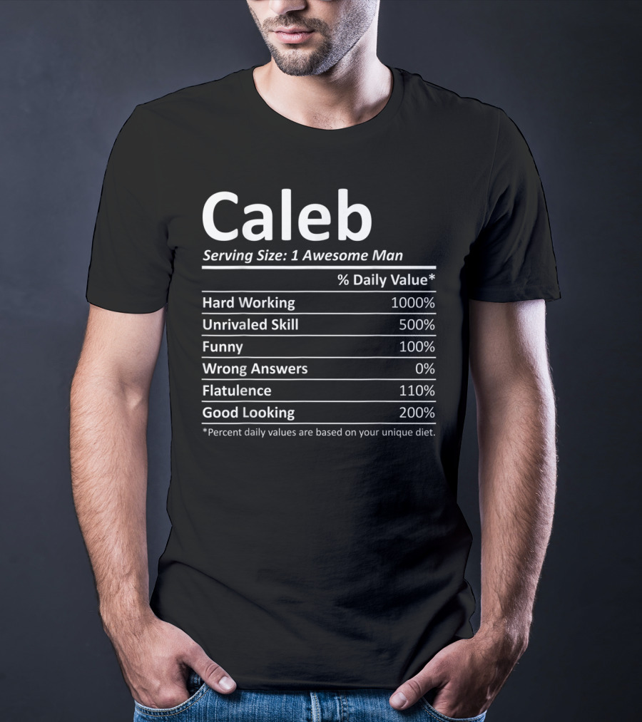 Caleb Nutrition Facts Serving Size: 1 Awesome Man T-Shirt