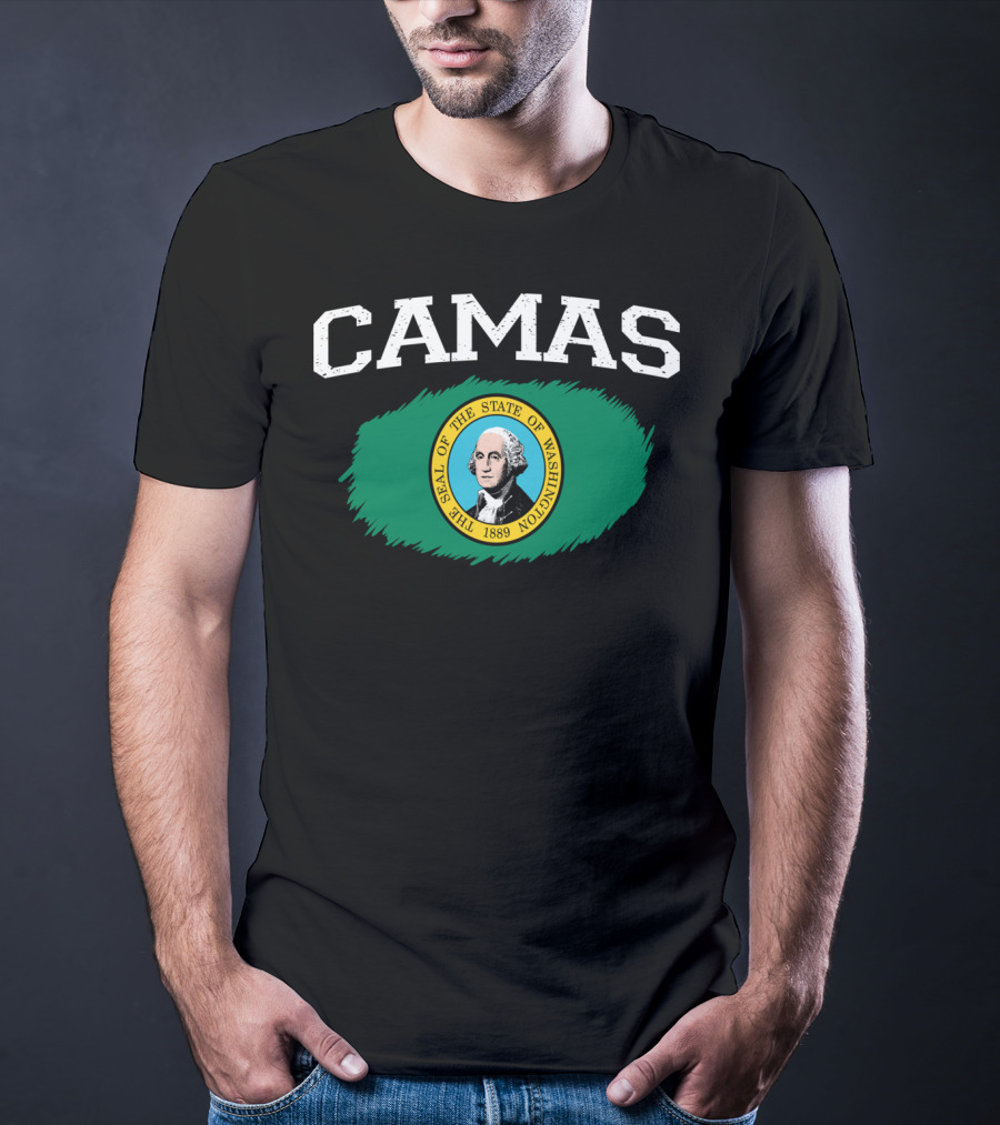 Camas Washington State Flag Vintage Style Athletic USA T-Shirt