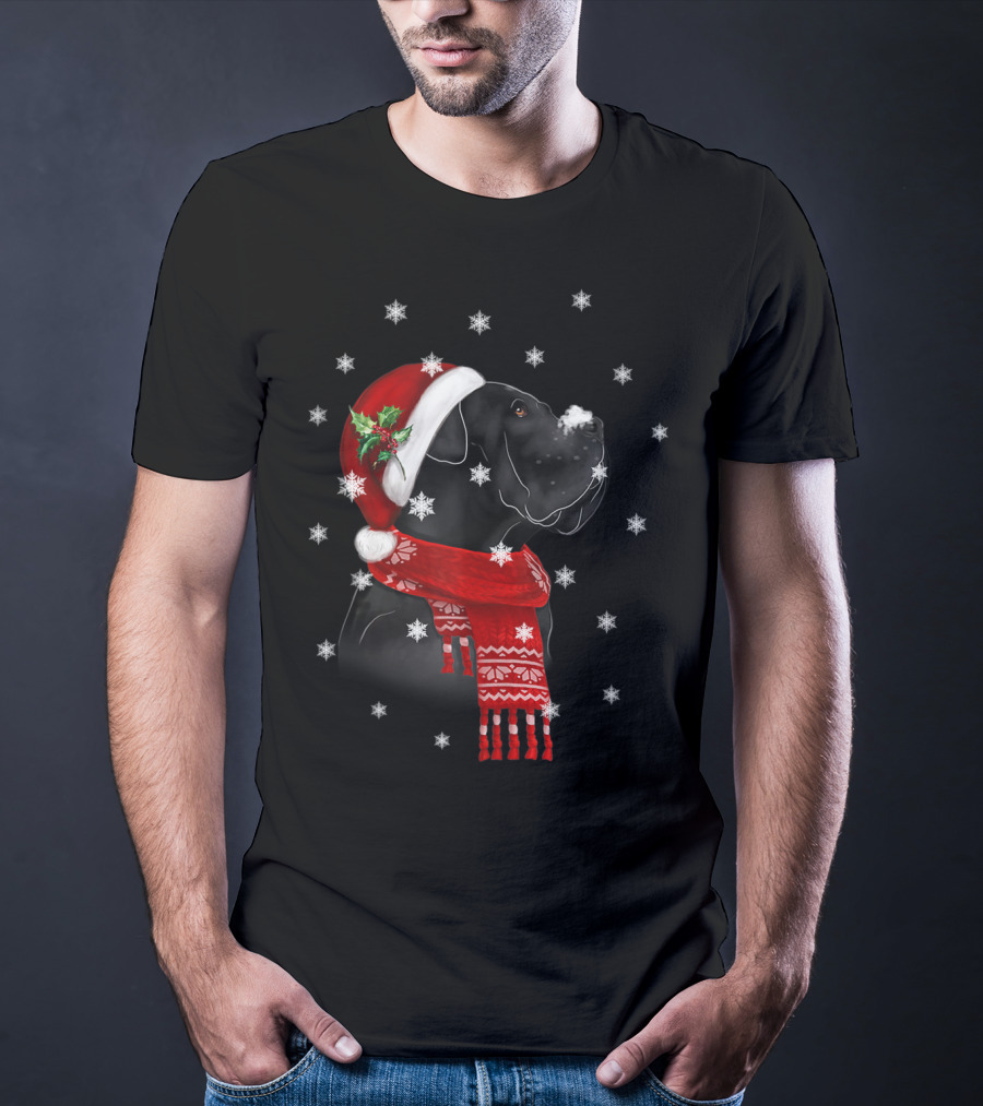 Cane Corso Christmas Tree Xmas For Cane Corso With Santa Hat And Snowflakes T-Shirt