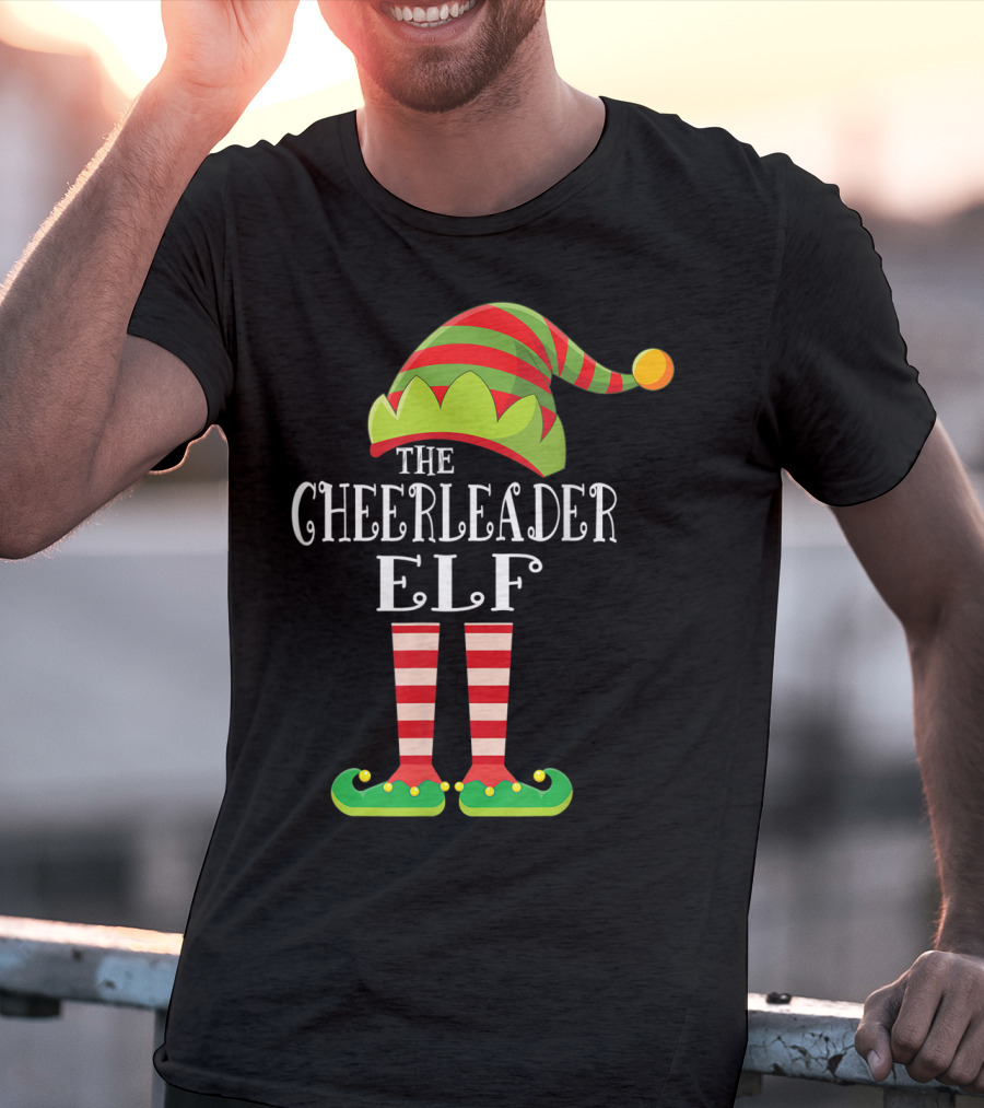 The Cheerleader Elf Matching Family Group Festive Holiday T-Shirt