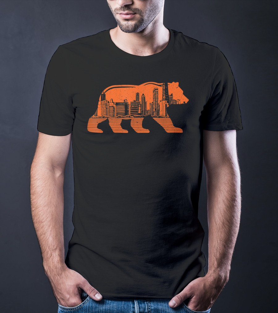 Chicago Football Bear Skyline Orange T-Shirt