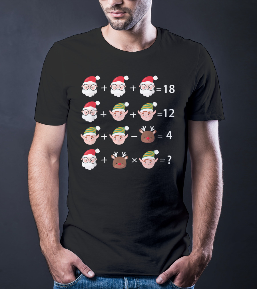 Christmas Math Quiz Santa Claus Elf Reindeer Equation T-Shirt