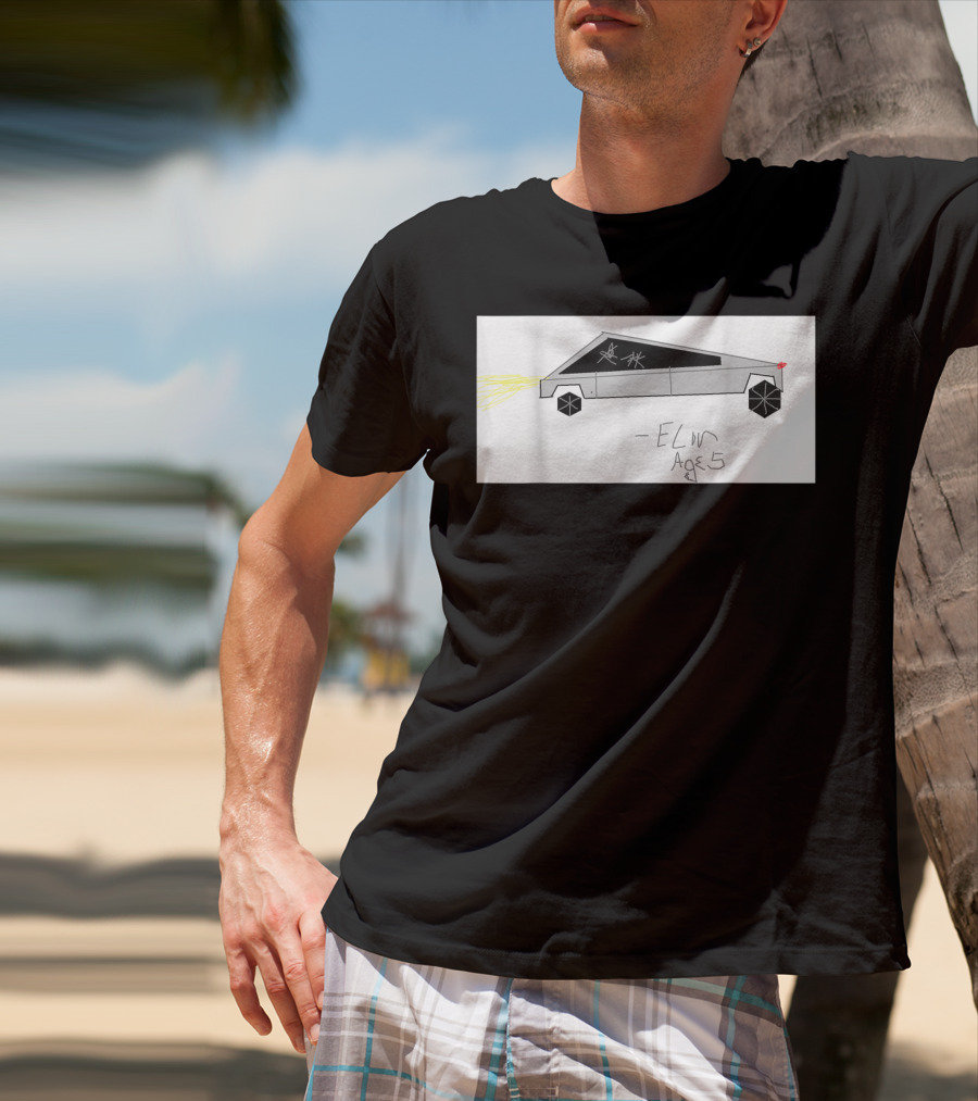Cyber Futuristic Truck Drawing By Elon Age 5 Child Auto T-Shirt