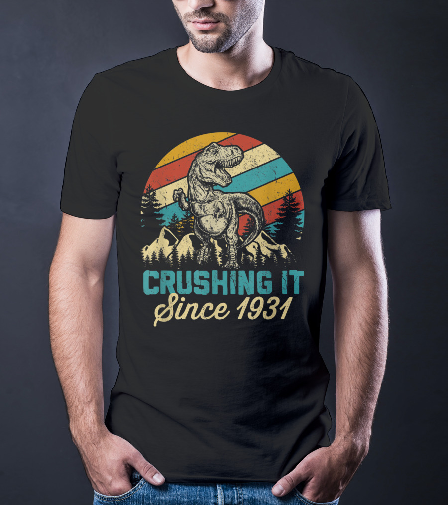 Crushing It Since 1931 Dinosaur 89Th Years Old Birthday Boy T-Shirt