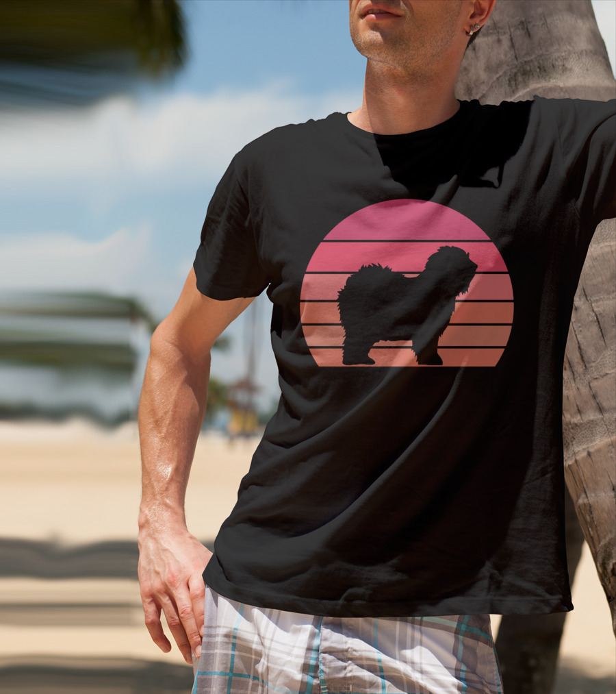 English Sheepdog Cool Vintage Sunset T-Shirt