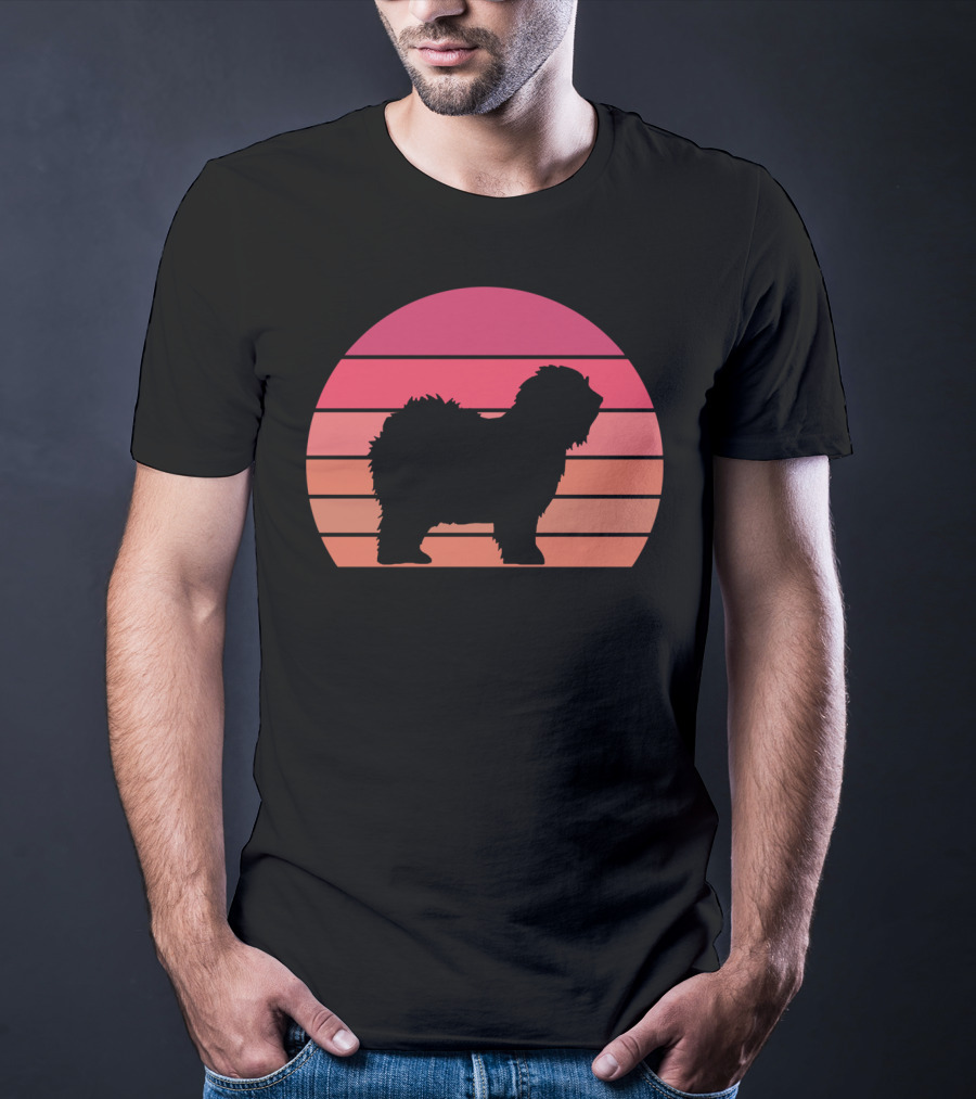 English Sheepdog Cool Vintage Sunset T-Shirt