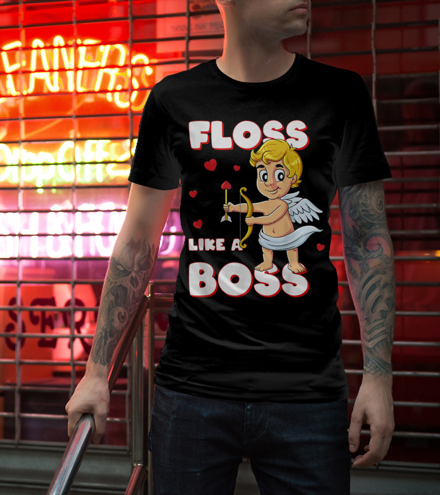 Floss Like A Boss Cupid Valentine's Day Bow Arrow Hearts T-Shirt