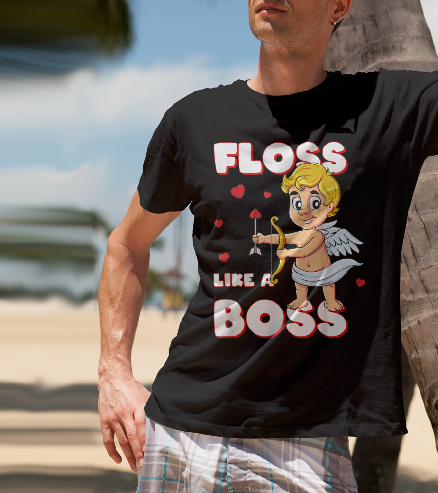 Floss Like A Boss Cupid Valentine's Day Bow Arrow Hearts T-Shirt