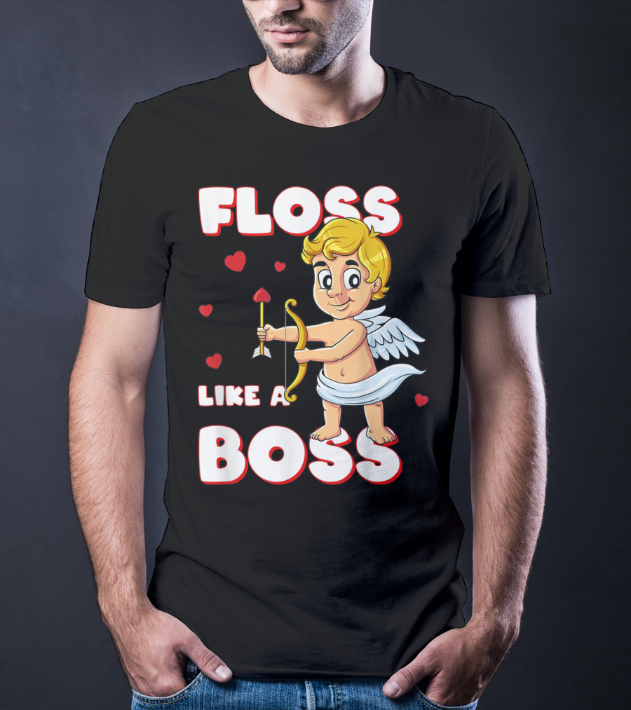 Floss Like A Boss Cupid Valentine's Day Bow Arrow Hearts T-Shirt