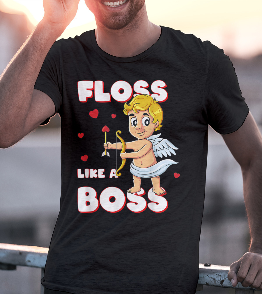 Floss Like A Boss Cupid Valentine's Day Bow Arrow Hearts T-Shirt