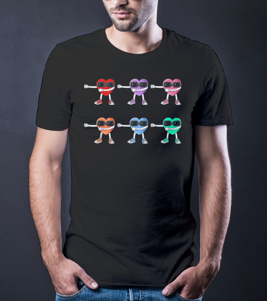 Dancing Heart Characters Flossing For Valentine's Day T-Shirt