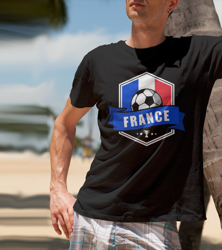 France Soccer French Team Ball Flag Trophy Fan T-Shirt