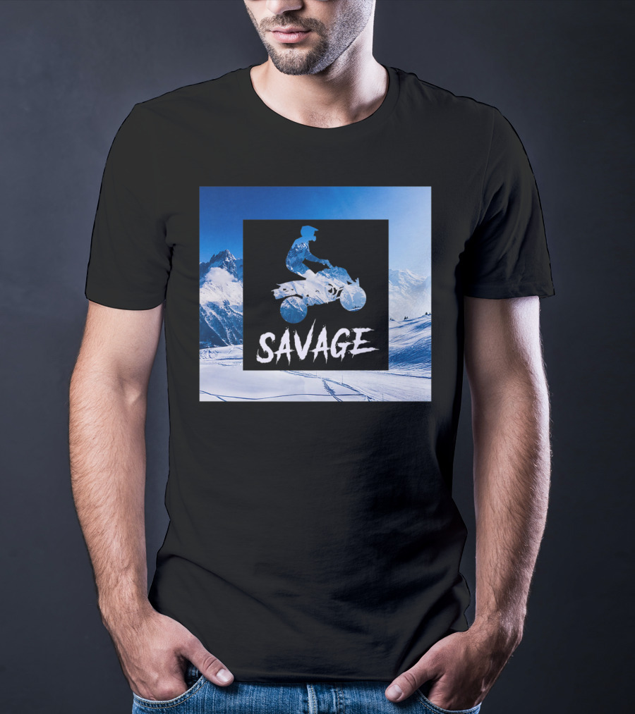 Savage Quad Bike Adventure 4Wheeler ATV In Snowy Mountains T-Shirt