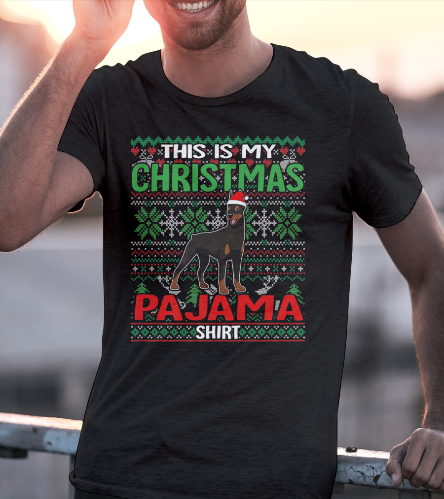 This Is My Christmas Pajama Shirt Doberman Dog Lover Holiday T-Shirt