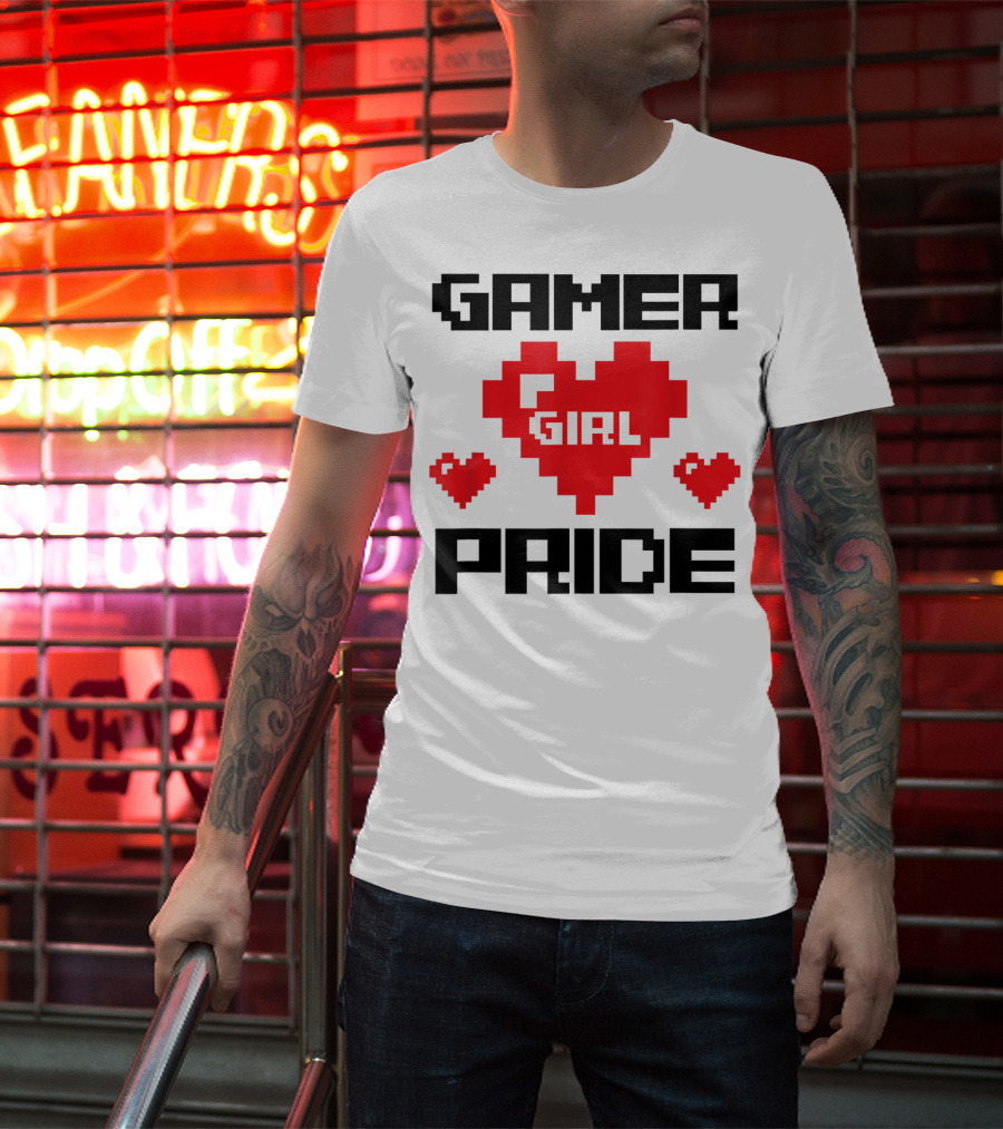 Gamer Girl Pride Pixel Heart Cute Female Gaming T-Shirt