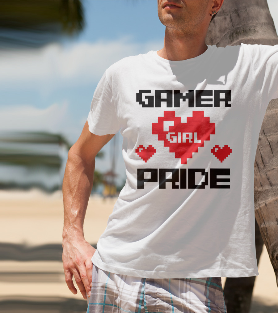 Gamer Girl Pride Pixel Heart Cute Female Gaming T-Shirt