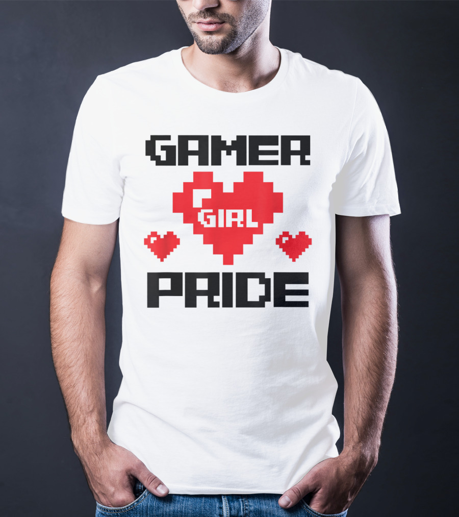 Gamer Girl Pride Pixel Heart Cute Female Gaming T-Shirt