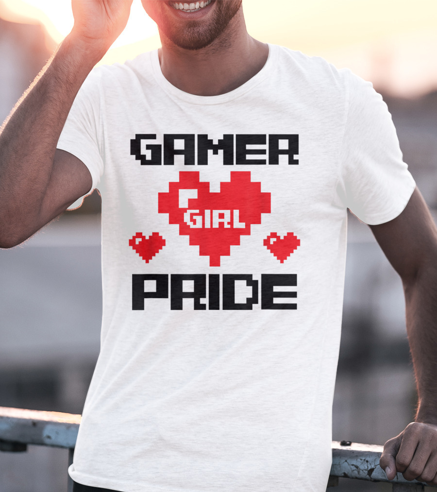 Gamer Girl Pride Pixel Heart Cute Female Gaming T-Shirt
