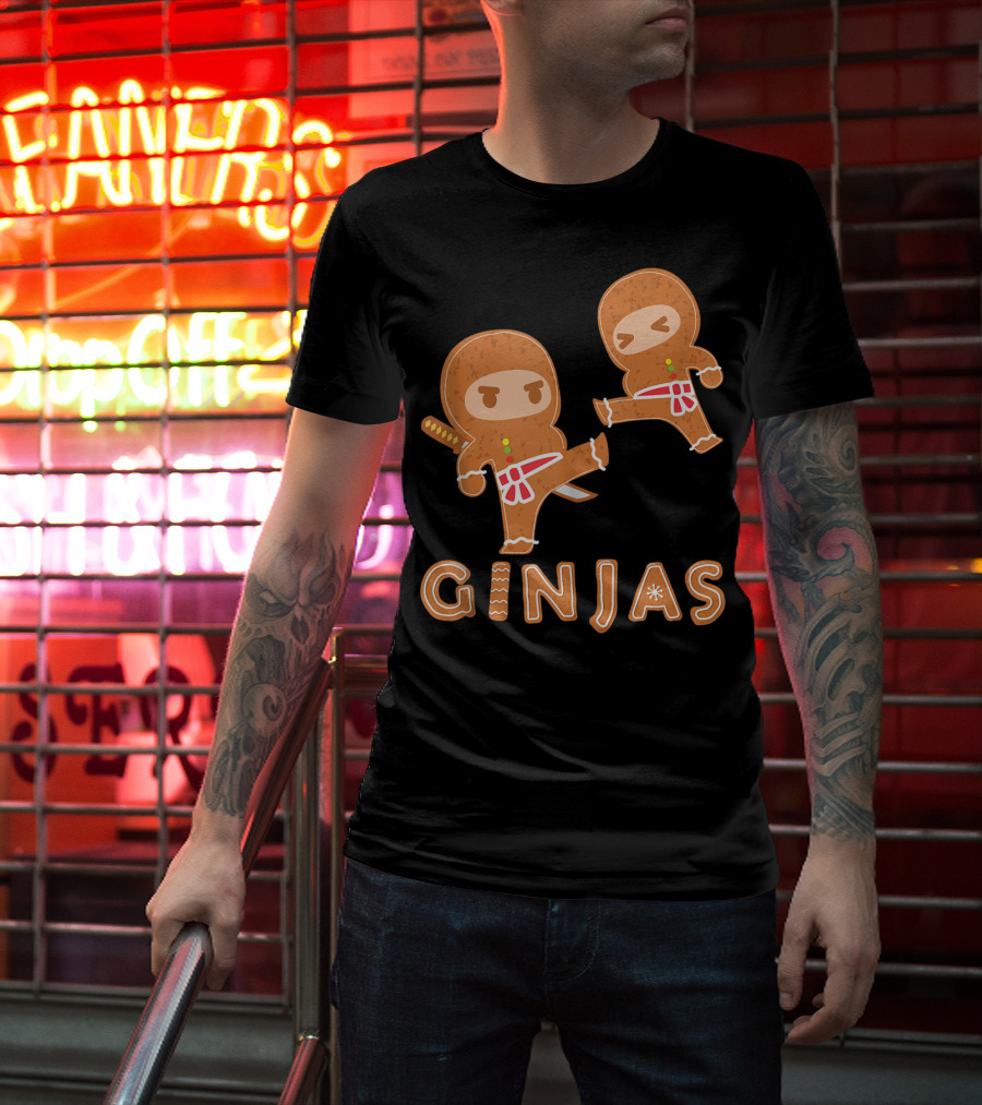 Ginjas Gingerbread Ninja Character Kung Fu Kicks T-Shirt