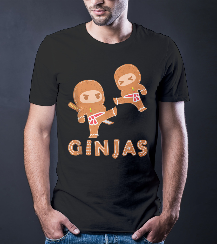 Ginjas Gingerbread Ninja Character Kung Fu Kicks T-Shirt