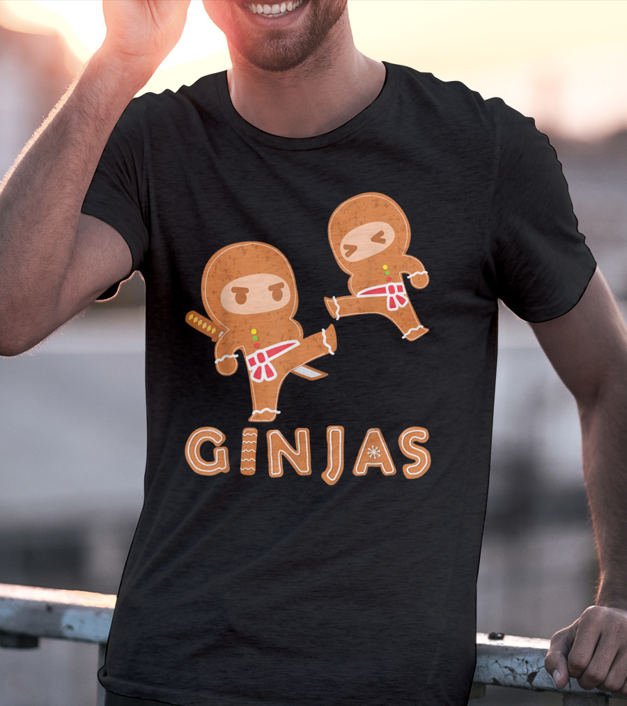 Ginjas Gingerbread Ninjas Fun Cookie Martial Arts Characters T-Shirt