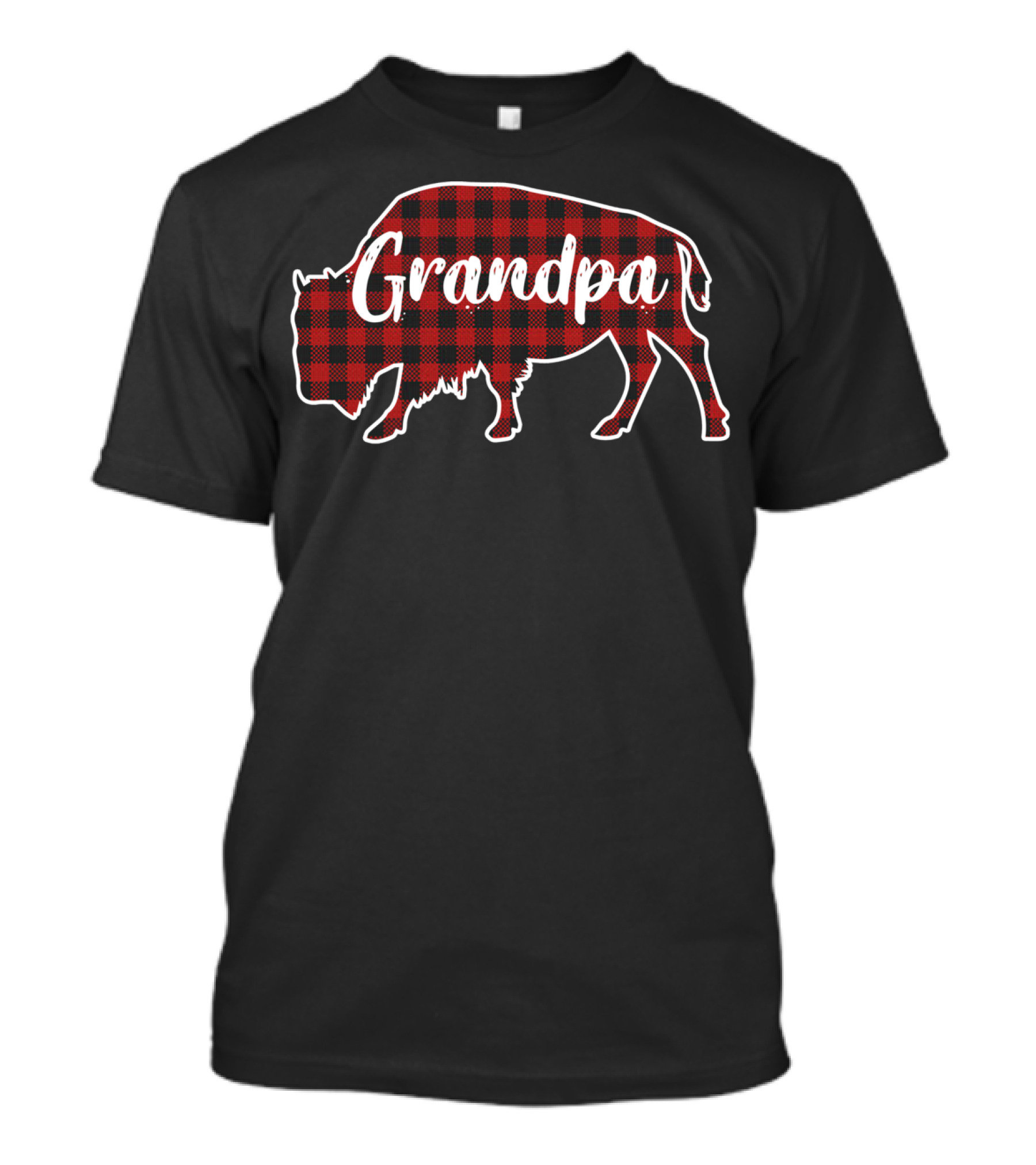 Grandpa Buffalo Bison Red Plaid T-Shirt