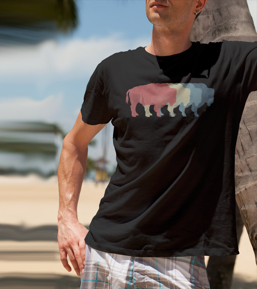 Save Buffalo Bison Colorful Silhouette Graphic 365 T-Shirt