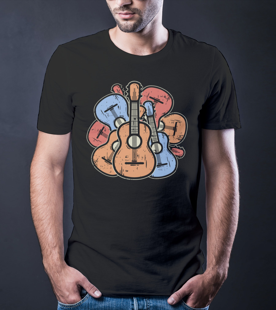 Colorful Guitars And Ukuleles Funny Guitarist Musician T-Shirt