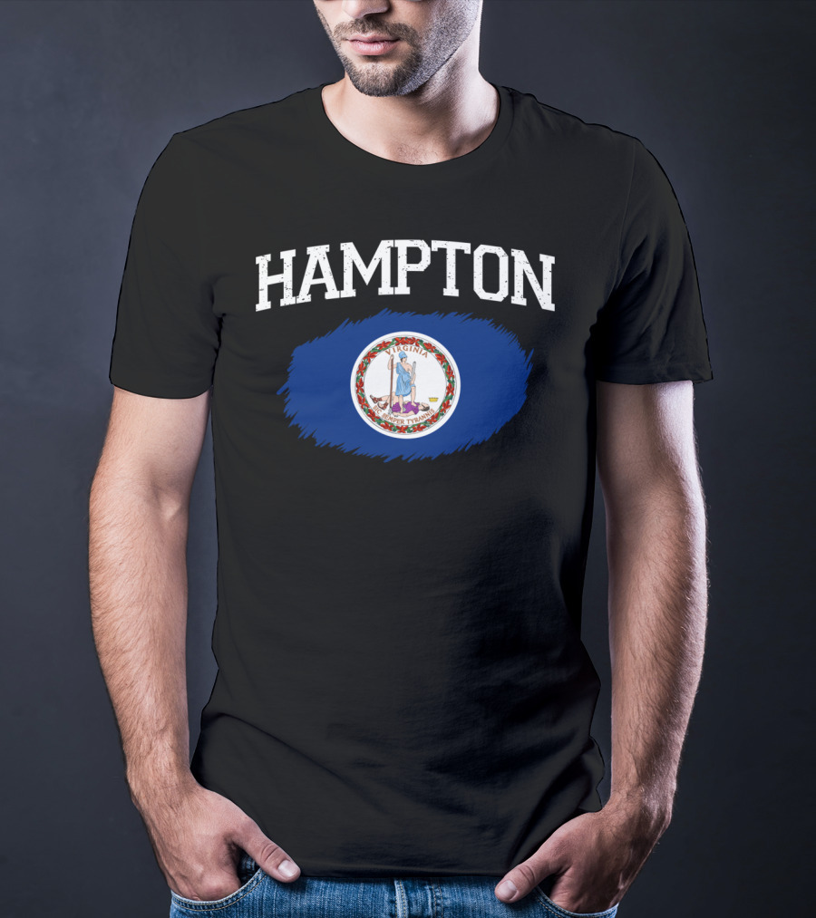 Hampton Virginia State Flag Vintage USA Sports T-Shirt