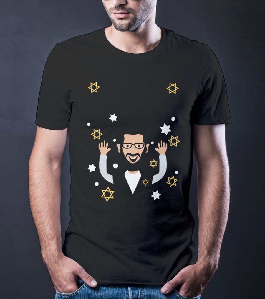 Happy Challah Days Hanukkah Chanukah Menorah Stars Dreidel Rabbi T-Shirt