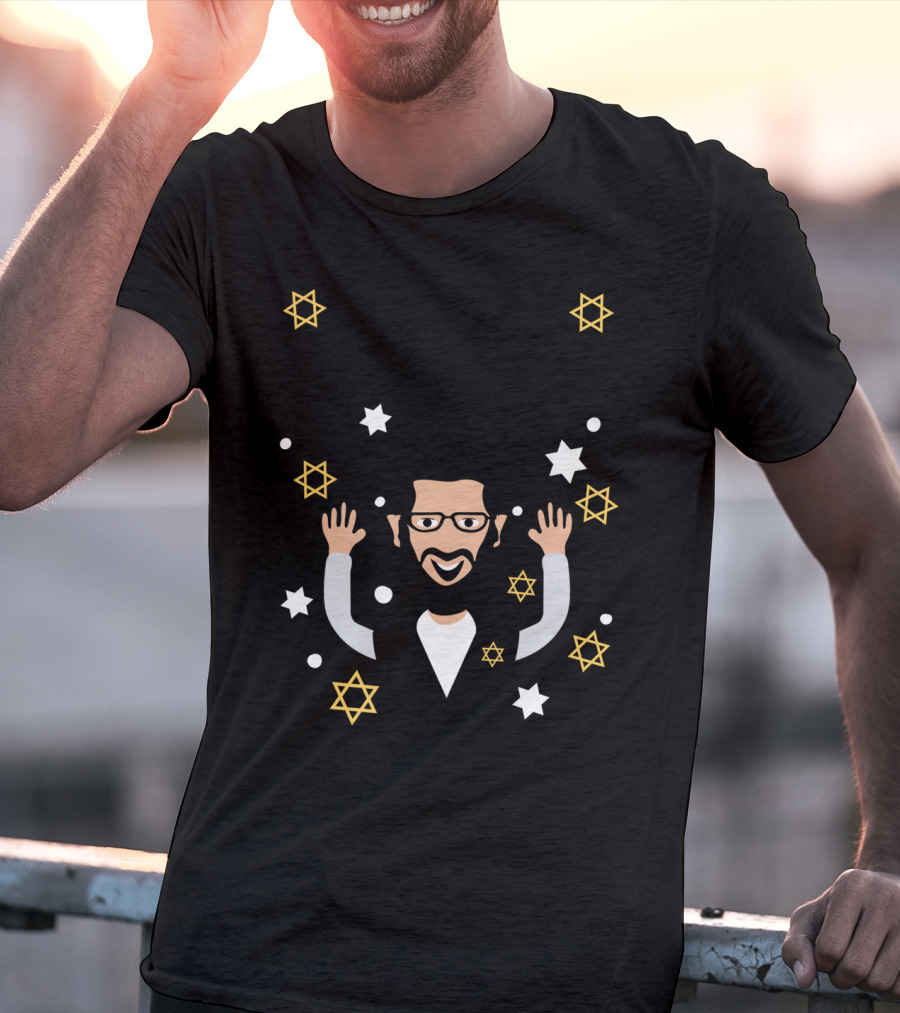 Happy Challah Days Hanukkah Chanukah Menorah Stars Dreidel Rabbi T-Shirt